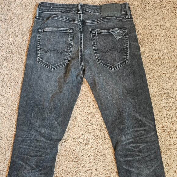 American Eagle Jeans Mens Tag 29x32 Act 29x29 Black Athletic Skinny Airflex Plus - Picture 8 of 13